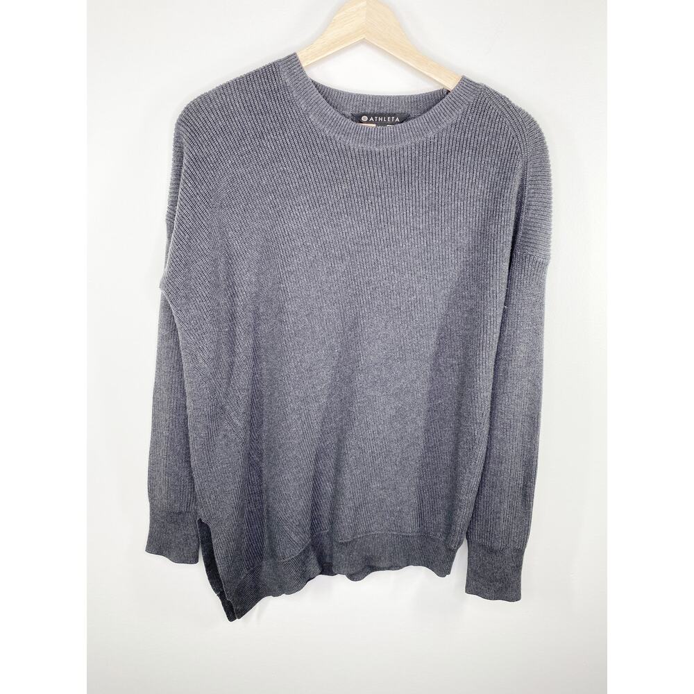 Athleta Womens Sweater Size XS Grey Pima Cotton‎ Silk Blend Knit Casual